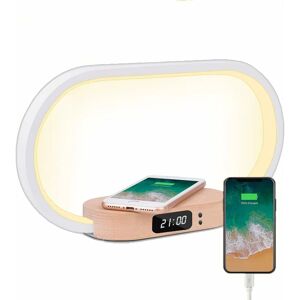 HÉLOISE Bedside Lamp, Led Desk Lamp 10W Wireless Charging Lamp With Dimmable Touch Bedside Lamp Digital Clock Reading Light Usb Charging Color Changing