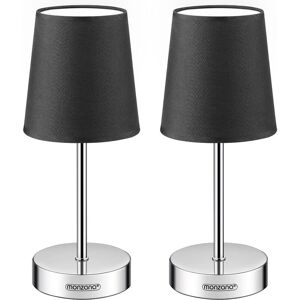 Bedside Lamp Chrome With Fabric Shade E14 15W Living Room Table Lamp Office Metal White Anthracite Taupe Anthrazit 2er Set (de) - Monzana