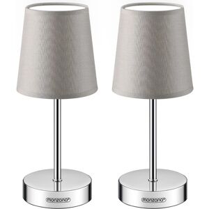 Bedside Lamp Chrome With Fabric Shade E14 15W Living Room Table Lamp Office Metal White Anthracite Taupe Taupe 2er Set (de) - Monzana