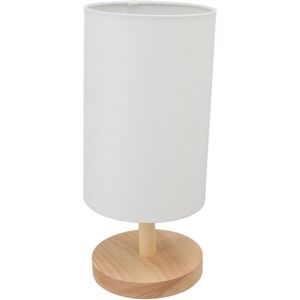 XUIGORT Bedside Table Lamp Wood Base Nightstand Lamp with Cloth Lampshade for Bedroom eu Plug 110240V White