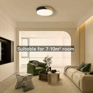 LANGRAY Black led Ceiling Light 18W Warm White 3000K 2400LM, Modern Round Wooden Indoor Led Ceiling Lights Ø30cm for Living Room Living Room Kitchen Dining