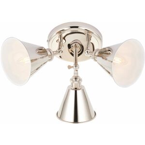 LOOPS Bright Nickel 3 Light Ceiling Spotlight - White Inner Shade - Knurled Detailing