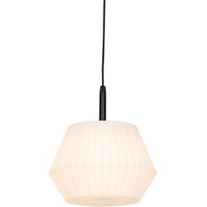 QAZQA Modern outdoor hanging lamp black with white shade 32.9 cm IP44 - Robbert - White