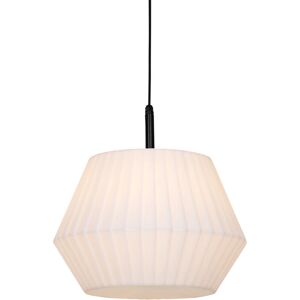 QAZQA Modern outdoor hanging lamp black with white shade 45.6 cm IP44 - Robbert - White