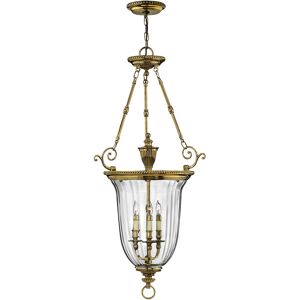 Cambridge - 3 Light Large Ceiling Pendant Polished Brass, E14 - Elstead