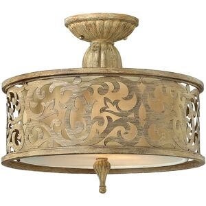 Carabel - 2 Light Small Semi Flush Ceiling Light Brushed Champagne, E27 - Elstead