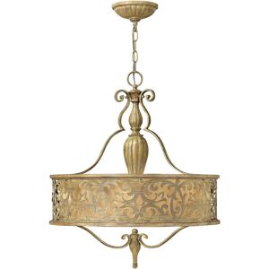 Carabel - 3 Light Round Ceiling Pendant Chandelier Brushed Champagne, E27 - Elstead