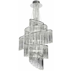 LOOPS Ceiling Chandelier Pendant Light glass & chrome 24x Bulb Feature Lamp Holder