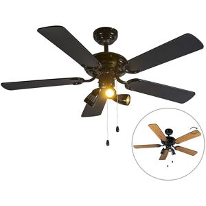 QAZQA Ceiling fan black - Mistral 42 - Black