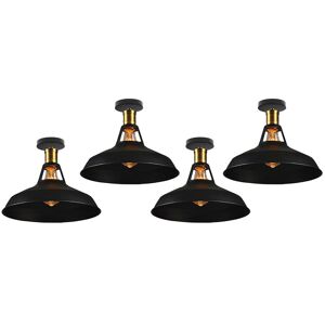 Axhup - Ceiling Lamp 27cm Ceiling Light Industrial Vintage Iron Lampshade Black Lamp for Corridor Balcony Stairs 4PCS