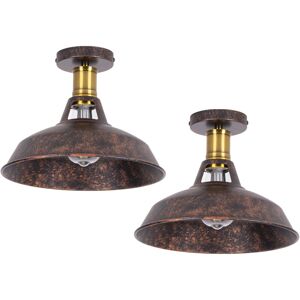 Axhup - Ceiling Lamp 27cm Ceiling Light Industrial Vintage Iron Lampshade Rust Lamp for Corridor Balcony Stairs 2PCS