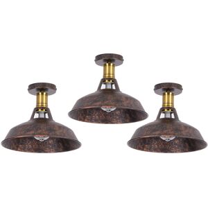 Axhup - Ceiling Lamp 27cm Ceiling Light Industrial Vintage Iron Lampshade Rust Lamp for Corridor Balcony Stairs 3PCS