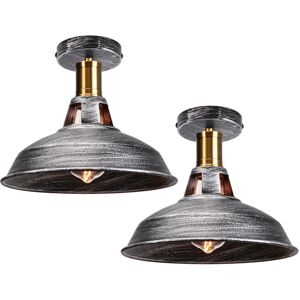 Axhup - Ceiling Lamp 27cm Ceiling Light Industrial Vintage Iron Lampshade Gray Lamp for Corridor Balcony Stairs 2PCS