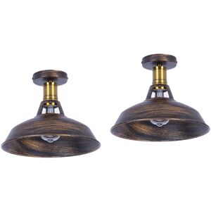 Axhup - Ceiling Lamp 27cm Ceiling Light Industrial Vintage Iron Lampshade Bronze Lamp for Corridor Balcony Stairs 2PCS