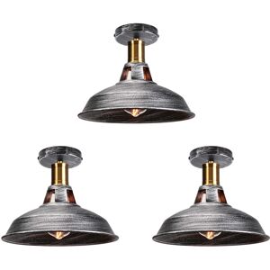 Axhup - Ceiling Lamp 27cm Ceiling Light Industrial Vintage Iron Lampshade Gray Lamp for Corridor Balcony Stairs 3PCS