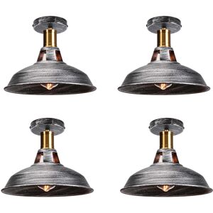 AXHUP Ceiling Lamp 27cm Ceiling Light Industrial Vintage Iron Lampshade Gray Lamp for Corridor Balcony Stairs 4PCS