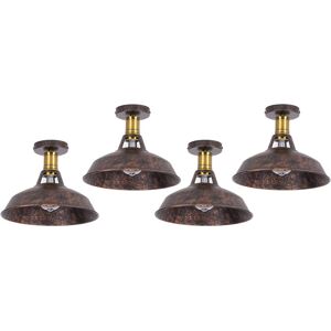 AXHUP Ceiling Lamp 27cm Ceiling Light Industrial Vintage Iron Lampshade Rust Lamp for Corridor Balcony Stairs 4PCS