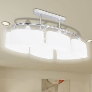 Berkfield Home - Ceiling Lamp with Ellipsoid Glass Shades for 6 E14 Bulbs