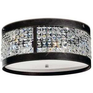 INSPIRED LIGHTING Inspired Diyas - Celsa - Ceiling Cylindrical 4 Light Polished Chrome, Dark Brown Faux Leather, Crystal