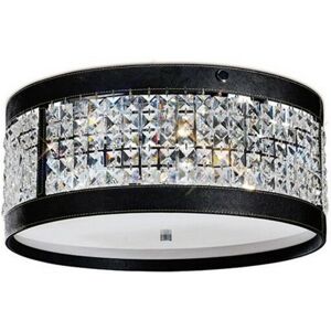 INSPIRED LIGHTING Inspired Diyas - Celsa - Ceiling Cylindrical 4 Light Polished Chrome, Black Faux Leather, Crystal