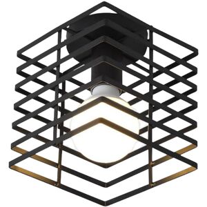 AXHUP Ceiling Light Fiting, Creative Geometric Ceiling Lamp with Metal Square Columns Cage, Vintage Industrial Chandelier for Kitchen Island Restaurant