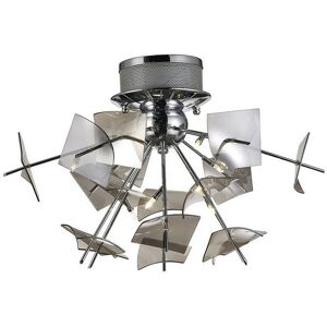 INSPIRED LIGHTING Inspired Diyas - Meridan - Ceiling 6 Light G4 Polished Chrome, Smoke Glass