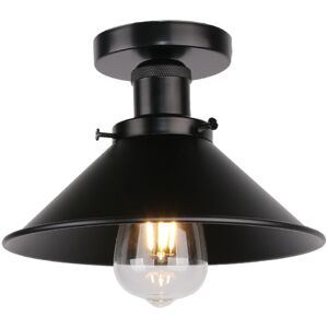 AXHUP Ceiling Light Vintage Retro Ceiling Lamp Industrial Iron Lampshade 22cm for Bedroom Kitchen Loft All Black