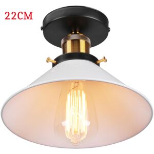 AXHUP Ceiling Light Vintage Retro Ceiling Lamp Industrial Iron Lampshade 22cm for Bedroom Kitchen Loft White