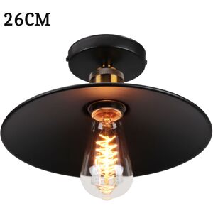 Axhup - Ceiling Lighting Fitting Vintage, Ø26cm Metal Ceiling Lamp, Industrial Chandelier with Lampshade for Living Room Hallway (Black)