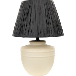 BELIANI Ceramic Bedside Table Lamp Lighting with Black Cone Paper Shade Beige Tigre - Beige