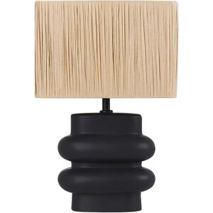 BELIANI Ceramic Table Lamp Bedside Light with Paper Rectangular Shade Base Black and Natural Judy - Natural