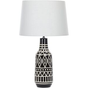 BELIANI Ceramic Table Lamp Bedside Lighting Fixture 68 cm Fabric Shade Black Shabelle - White