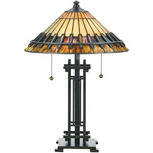 Chastain - 2 Light Tiffany Desk Lamp Vintage Bronze, E27 - Elstead