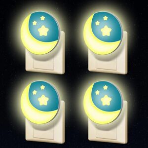 HÉLOISE Child Night Light on Electrical Outlet, 4 Pieces LED Bedside Lamp with Twilight Sensor, Wall-Mounted Night Light for Newborn Bedroom, Portable