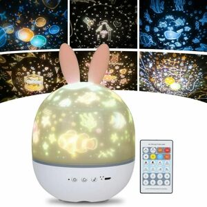 Hoopzi - Child Night Light Star Lamp Projector, 360 ° Musical Rotation Night Light + Timer + Remote Control + 6 Colors, led Baby Starry Sky Night