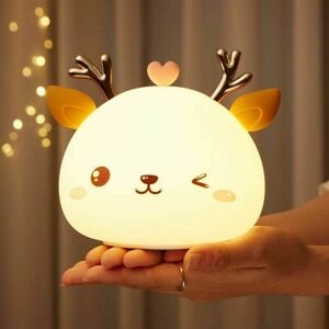 MUMU Baby Night Light, Rechargeable led Night Light for Kids Bedside Lamp Adult Girl Boy 7 Colors Portable Silicone Night Light Multicolor Deer Lamp with