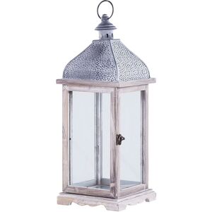 BELIANI Classic Vintage Lantern White Iron Decorative Candle Holder Lamp 47 cm Samar - White