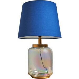 Valuelights - Clear Glass Table Lamp Light With Tapered Lampshade - Navy Blue - No Bulb