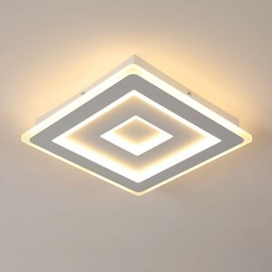 COMELY Modern Square led Ceiling Light, 42W 4725LM 30cm, White Acrylic Ceiling Fixture, Interior Lighting for Bedroom, Living Room, Hallway (Warm White