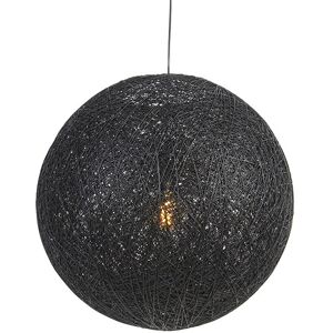 QAZQA Country hanging lamp black 60 cm - Corda - Black