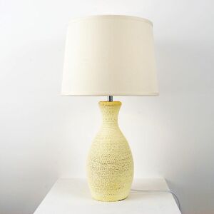 First Choice Lighting - Cream String 53cm Lamp - Cream string and cream faux linen