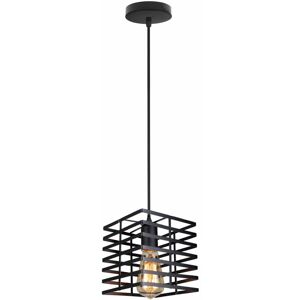 AXHUP Pendant Lighting Fiting, Creative Geometric Hanging Ceiling Lamp, Industrial Chandelier with Cage for Kitchen Island Restaurant (Black)