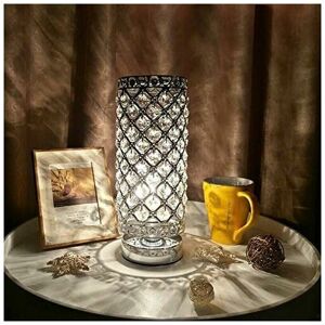 LANGRAY Crystal Lamp, Lampshade Bedside Lamp, Creative Fashion Crystal Silver Table Lamp, For Living Room Bedroom Hotel Bookcase Dresser (No Bulb)