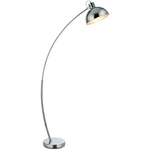 TEAMSON HOME Arco Curved Arched Standing Floor Lamp with Bell Shade, Modern Lighting in Chrome for Living Room, Bedroom or Dining Room - Chrome/Chrome - Teamson