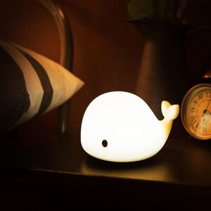 Groofoo - Cute Whale Night Light for Kids, Kawaii Baby Night Light with 7 Color Changing LEDs, Tap Control, Nursery Night Lamp, Rechargeable, usb