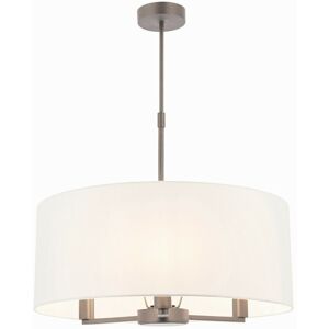 3 Light Multi Arm Ceiling Pendant Matt Nickel, Vintage White Silk Effect, E14 - Endon