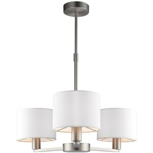 3 Light Multi Arm Ceiling Pendant Matt Nickel, Vintage White Silk Effect, E14 - Endon