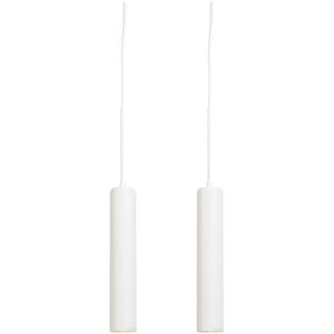 QAZQA Set of 2 design hanging lamps white - Tuba small - White