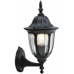 First Choice Lighting - Durham - Black with Clear Glass IP44 Outdoor Lantern Style Wall Light - Matt black and clear glass