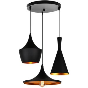 Wottes - E27 Ceiling Pendant Light Adjustable Hanging Lamp for Kitchen Island Loft Restaurant 3 Lights